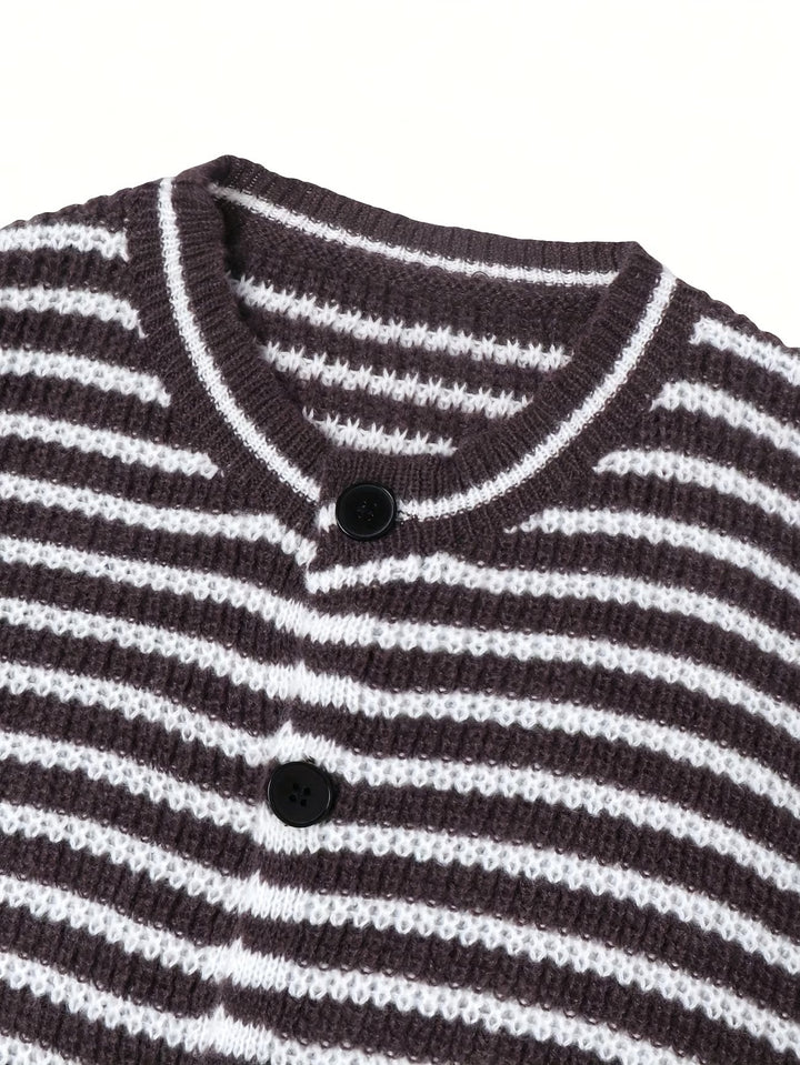 Men’s Striped Crew-Neck Cardigan
