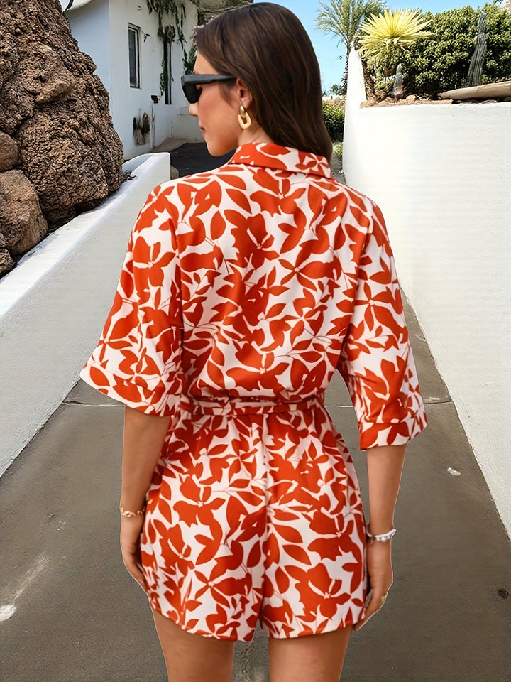 Women’s Leaf Pattern Two-Piece Set